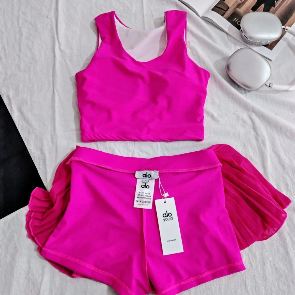 ALO Yoga Fuchsia Skirt Set